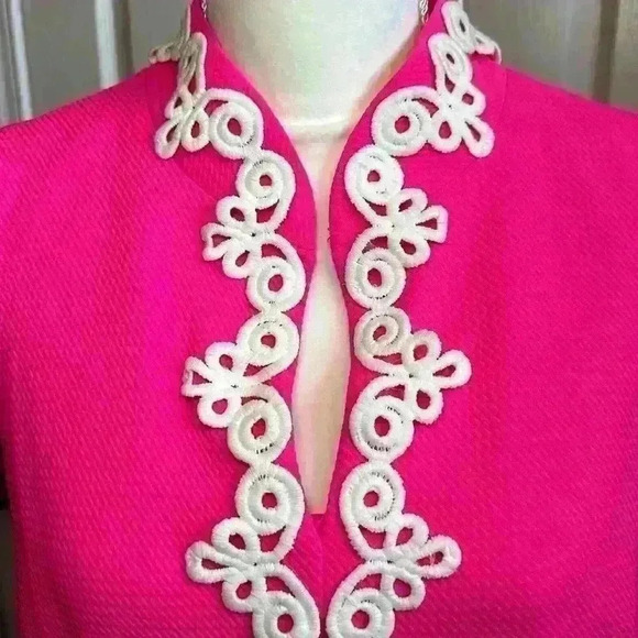 Vince Camuto NWT Appliqué Sleeveless Shift Dress Hot Pink & White Women Size 14 - Picture 2 of 13